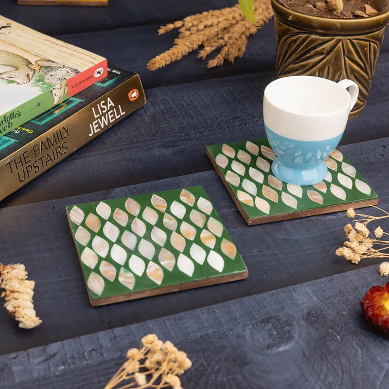 Celestria Mother Of Pearl Coaster (Green) - Set Of Two media 4