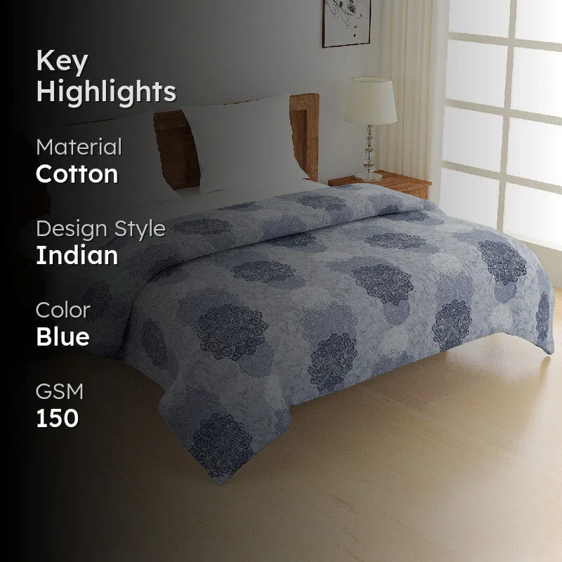 Swayam Calantha Cotton Comforter (Blue) - 150 GSM media 2
