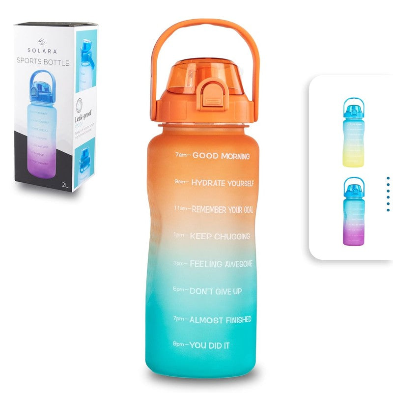 Solara Siply Plastic Water Bottle (2000 mL) - Orange,Blue media 3