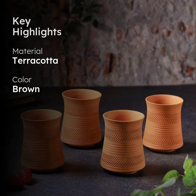 Mitti Curve Terracotta Glass (350 mL) - Set Of Four media 2