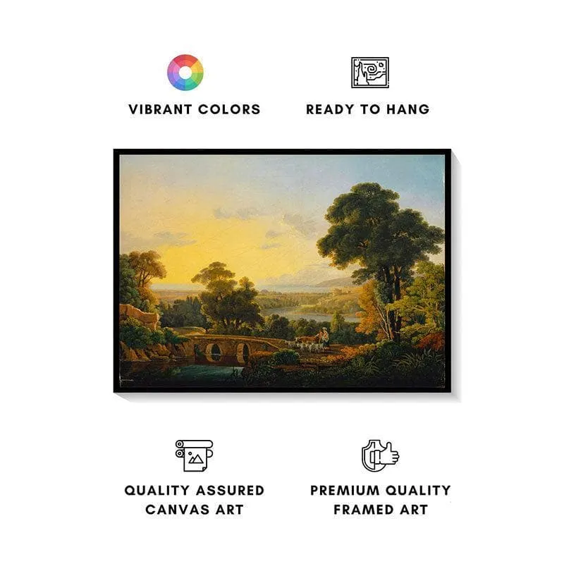 Hilly Landscape Canvas Wall Painting - Black Frame media 4