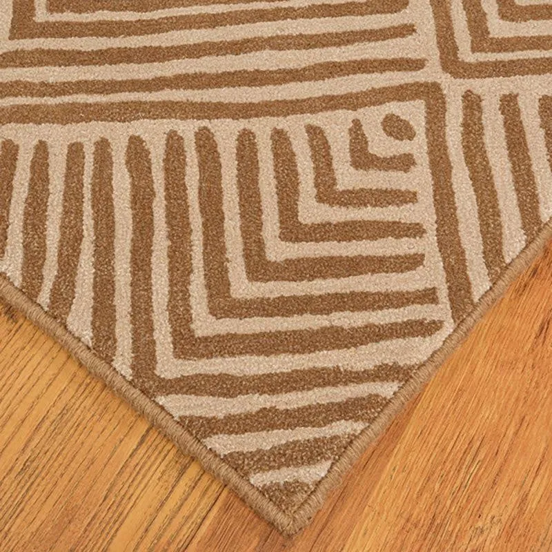 Medon Hand Tufted Geometric Wool & Nylon Carpet - Brown media 7