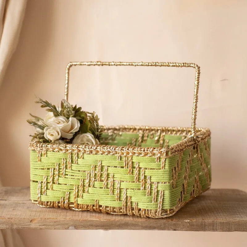 Aarohi Zari Woven (Cotton,Metal,Zari) Storage Basket media 4
