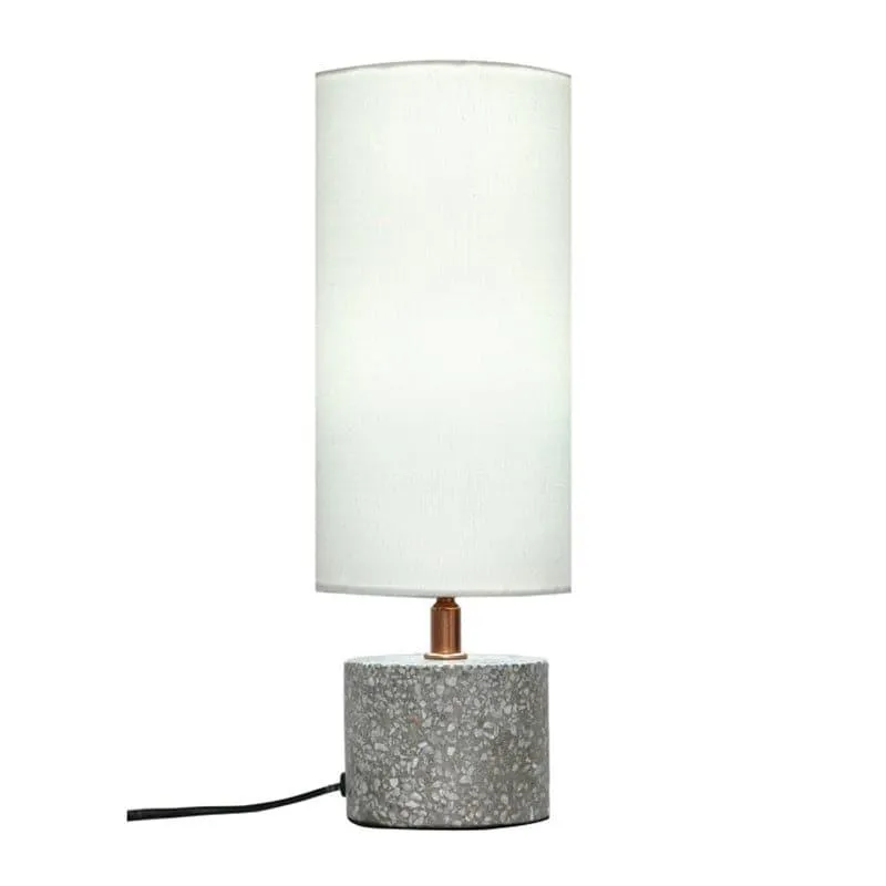 Round Terrazzo Hand Crafted Fabric Table Lamp - White,Grey media 3