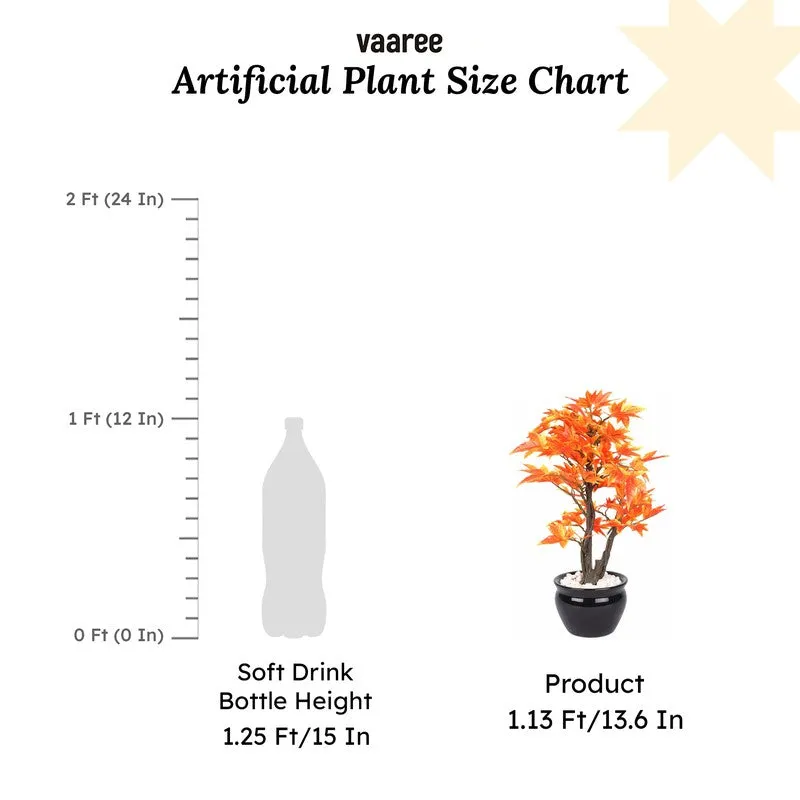 Artificial Orange Maple Bonsai Plant With Ceramic Pot - 1 Feet media 6
