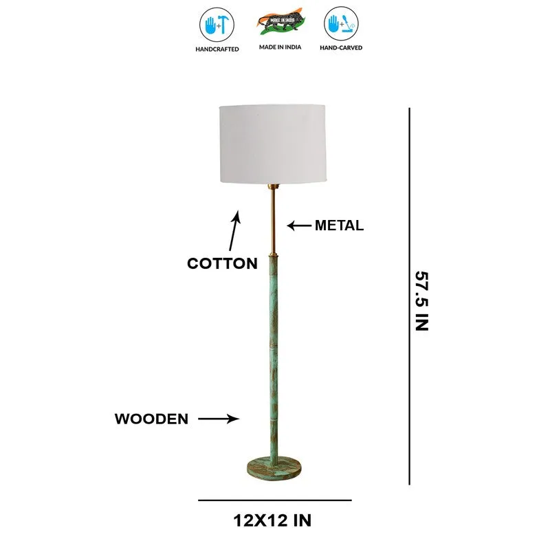 Amber Glow Wooden Floor Lamp - Grey media 9