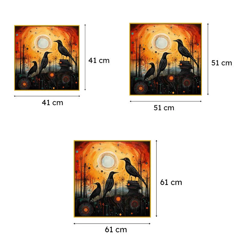 Raven Silhouette Canvas Wall Art With Frame media 6