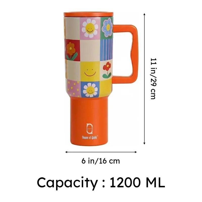 Retro Daisy Stainless Steel Tumbler - 1200 ML media 9