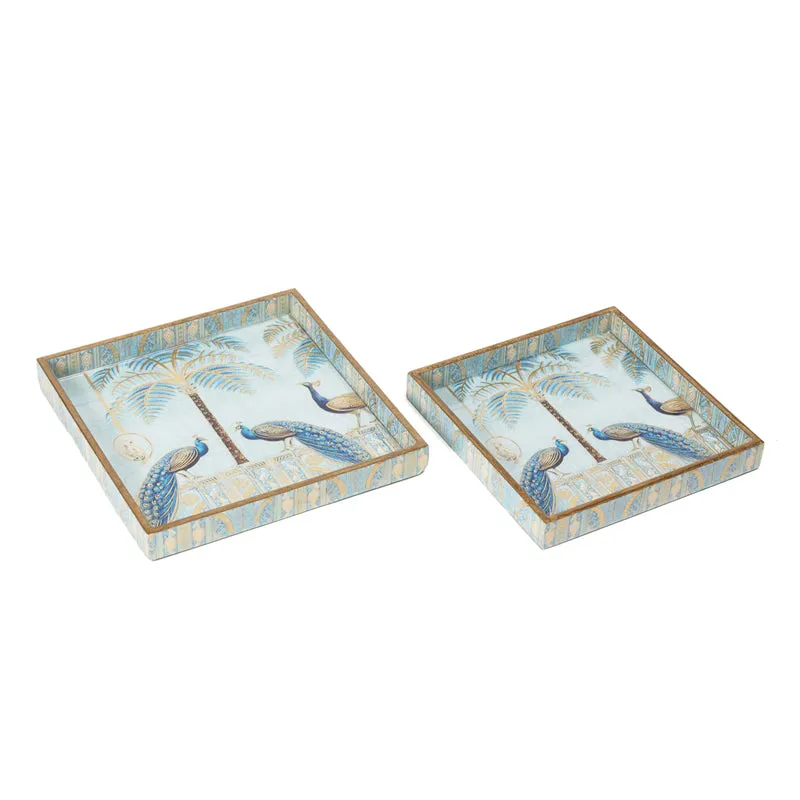 Mayura Neela Square Serving Tray - Set Of Two media 8