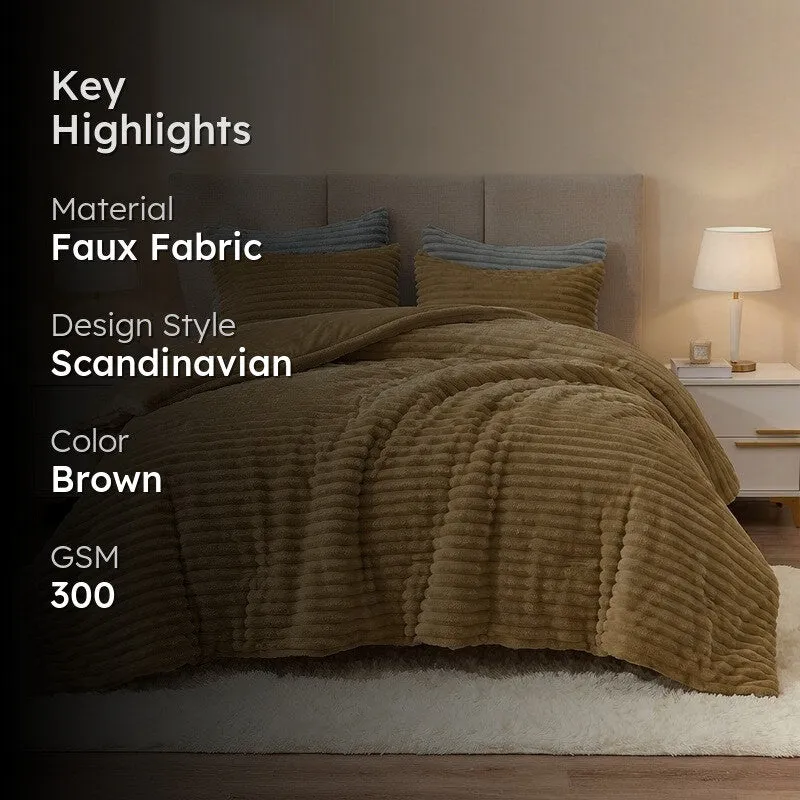 Sleep Scape Faux Fabric Blanket (Brown)- 300 GSM media 2