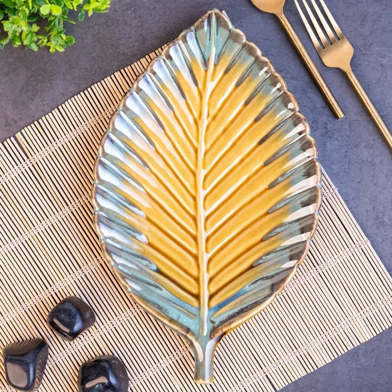 Porcelli Leaf Ceramic Platter media 1