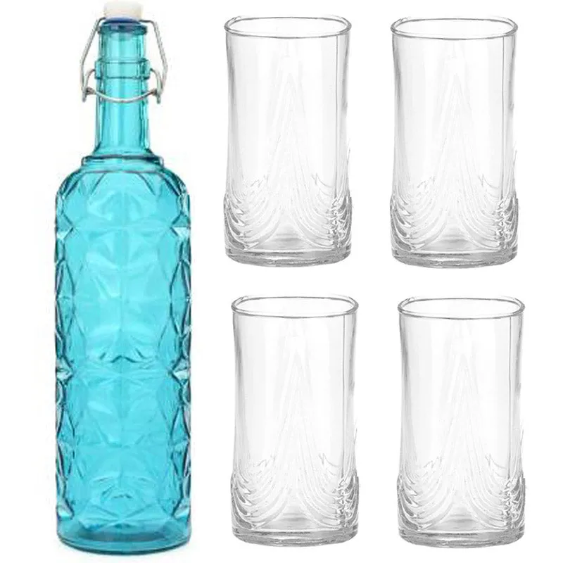 Zayden 1000 mL Water Bottle With 300 mL Glasses - Five Piece Set media 1