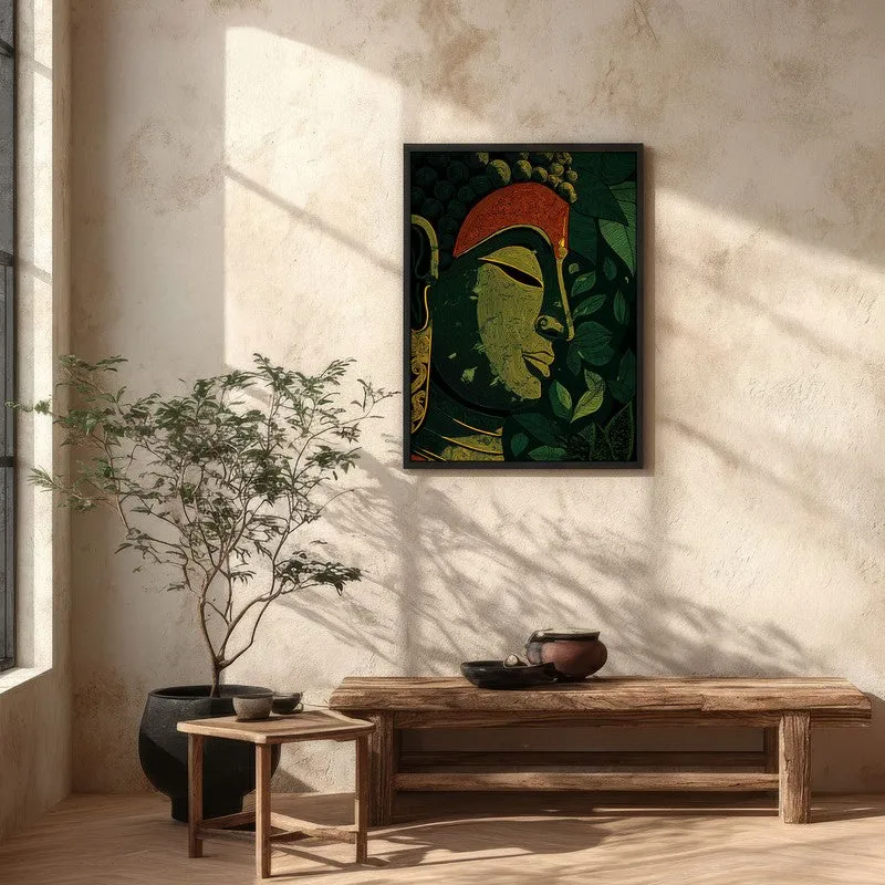 Buddha Of Green Serenity Archival Paper Wall Painting With Black Frame media 5
