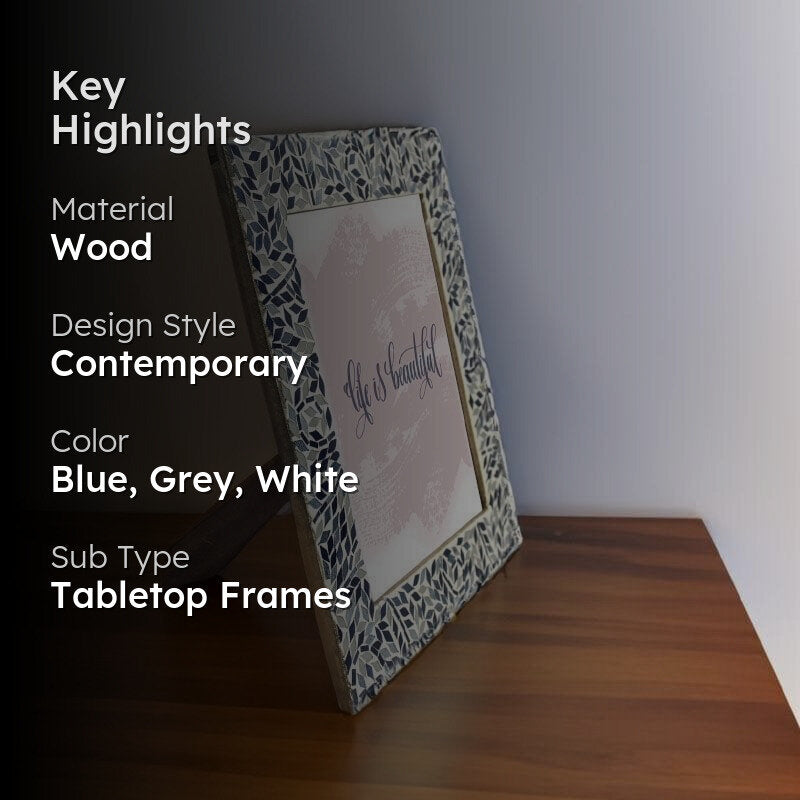 Mosaic Leaflets Photo Frame - Blue media 2