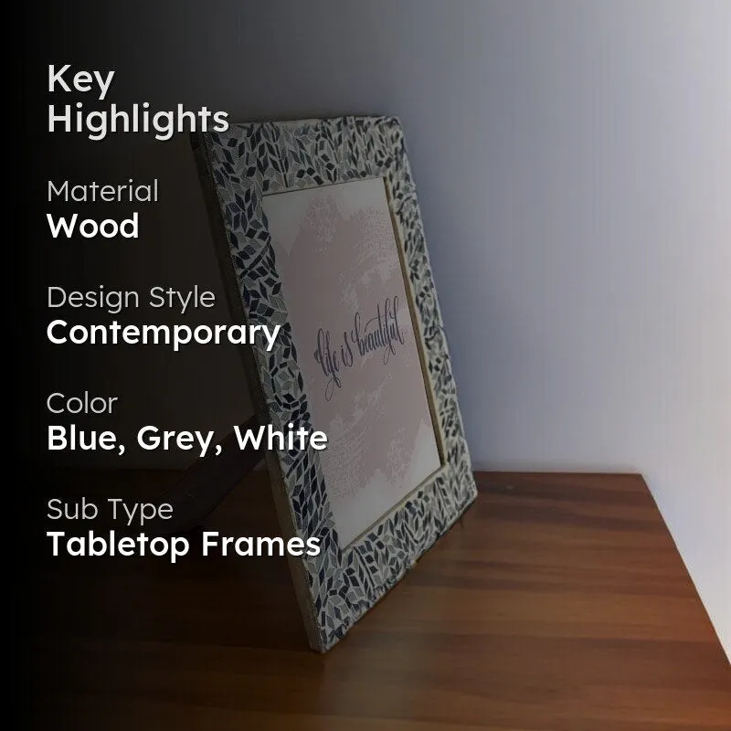 Mosaic Leaflets Photo Frame - Blue media 2