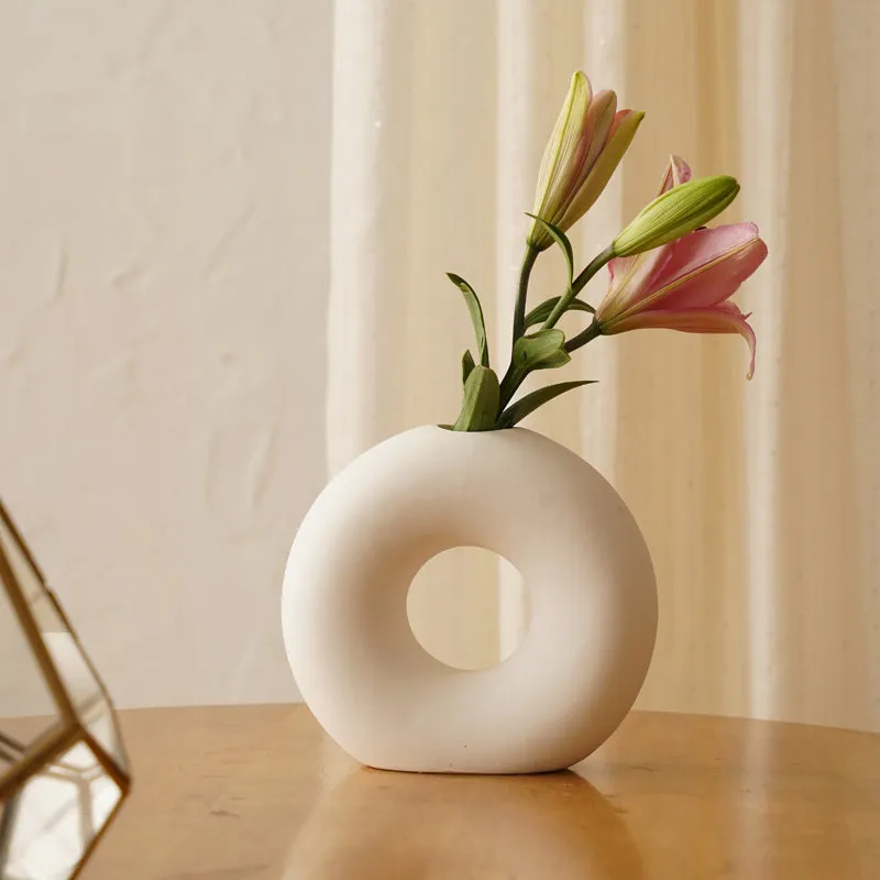 Kinta Ceramic Donut Vase - Set Of Two media 3