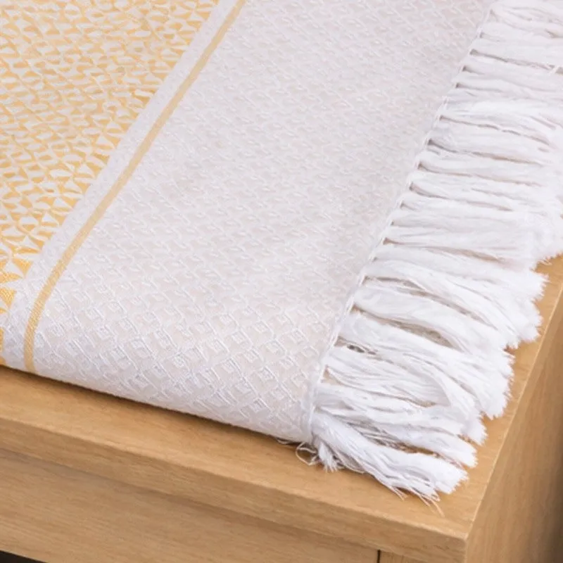 MosacStrip Cotton Hand & Bath Towel (Yellow & White) - Set of Two media 6
