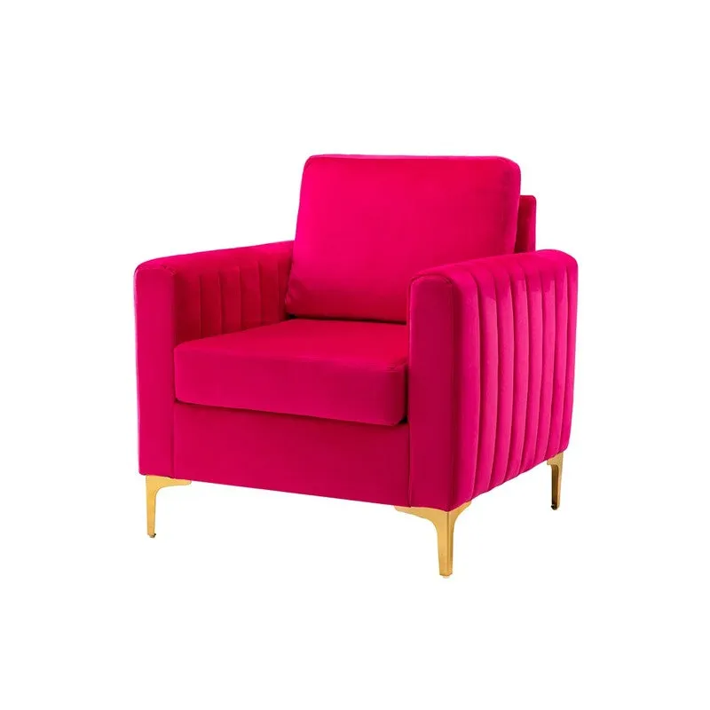 Baseo Neem Wood Accent Chair - Pink media 3