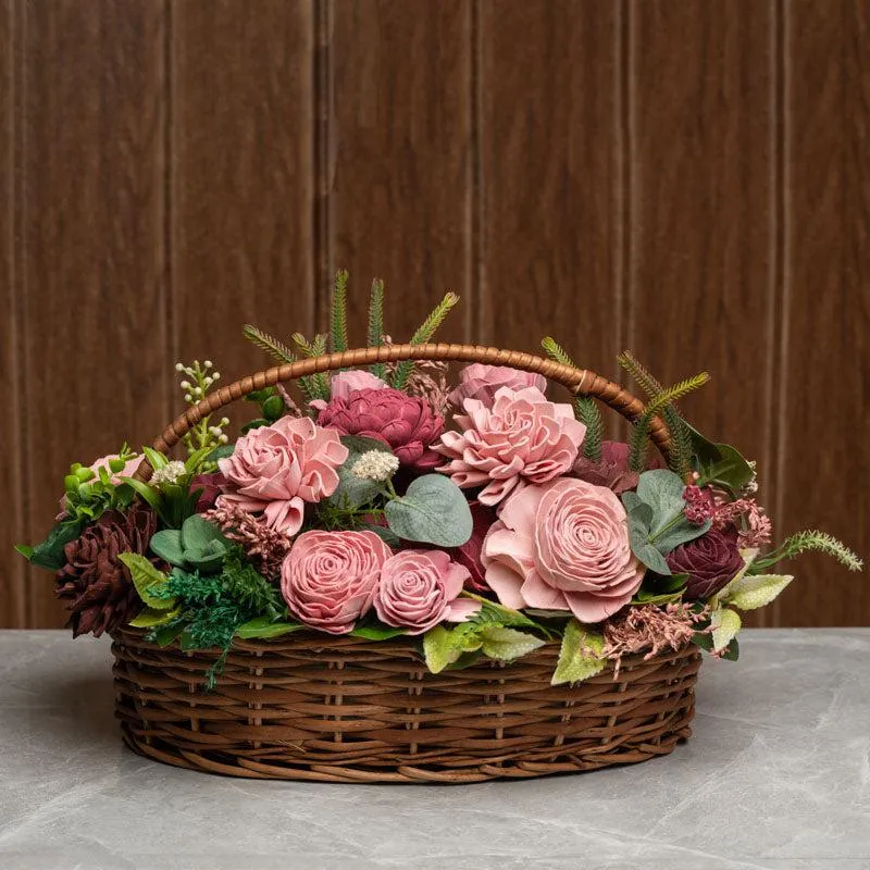 Baby Pink Solawood Artificial Flower Basket media 3