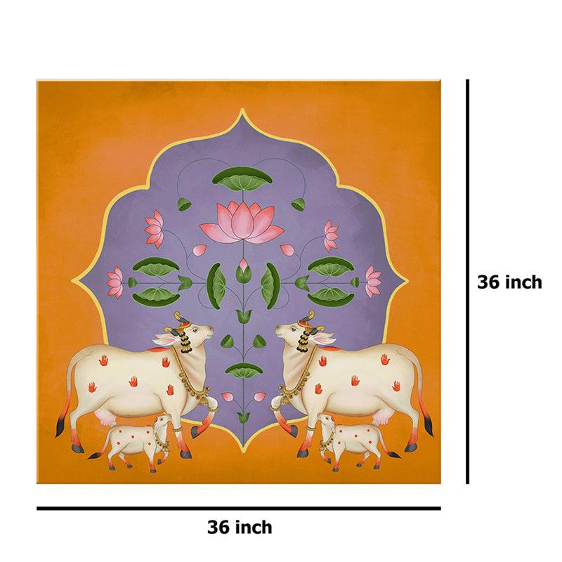 Cow And Lotus Bliss Poly Canvas Wall Painting media 9