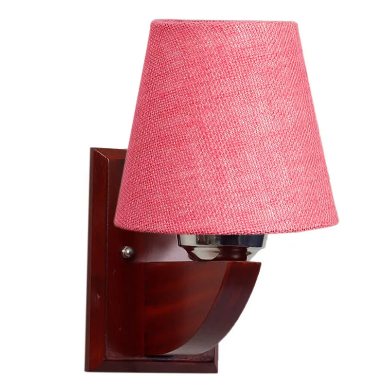 Salmon Pink Conical Wooden Wall Lamp media 5