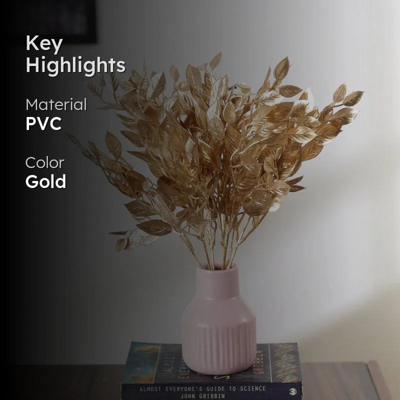 Faux Glitter Leaf Bunch (Gold) - Set Of Two media 2