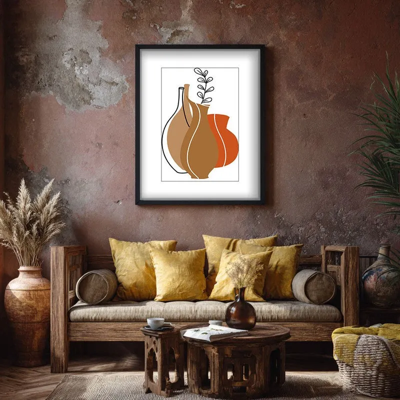 Earthen Jars Canvas Wall Painting With Black Frame media 7