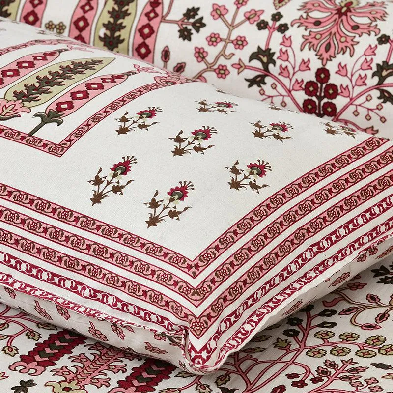 Ritu Mandala Ethnic Cotton Bedsheet (Red & White) - 160 TC media 4