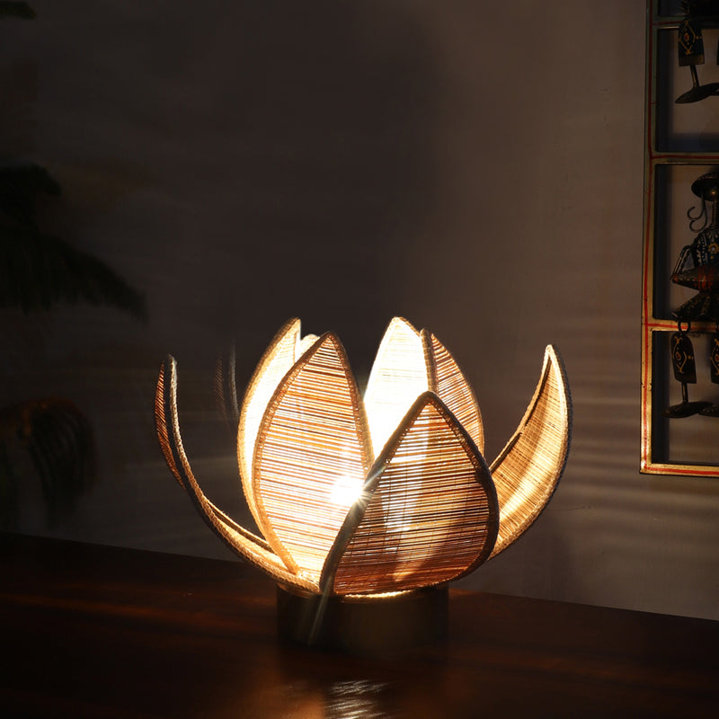 Aurelix Bamboo Rose Table Lamp - Beige
