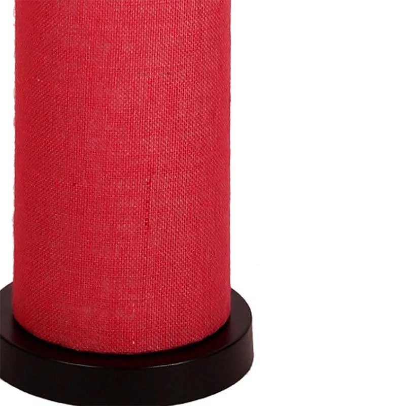 Camia Wooden Tower Floor Lamp With Jute Shade - Pink media 4