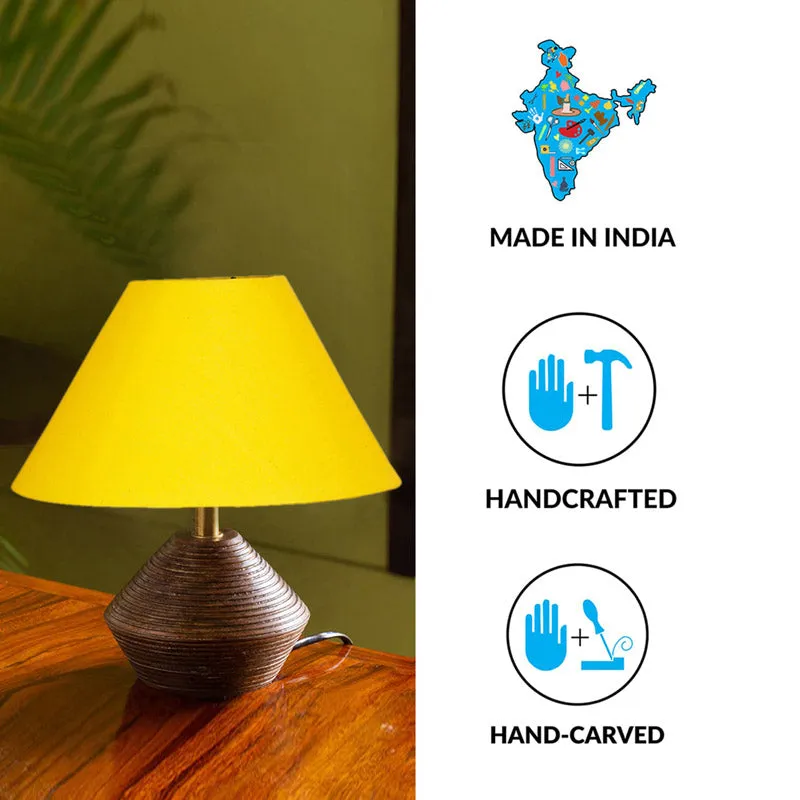 Yami Cone Wooden Table Lamp - Yellow,Brown media 4