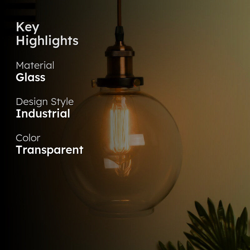 Vintage Orb Glass Ceiling Lamp - Transparent media 2