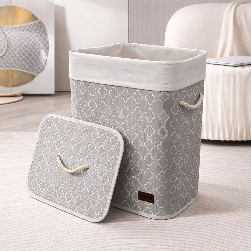 Quatrefoil Bamboo Laundry Basket