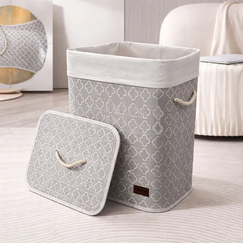 Quatrefoil Bamboo Laundry Basket media 1
