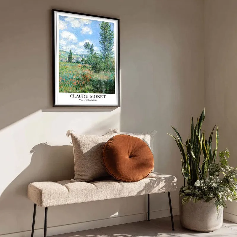 View of Vetheuil Archival Canvas Wall Painting - Black Frame media 4