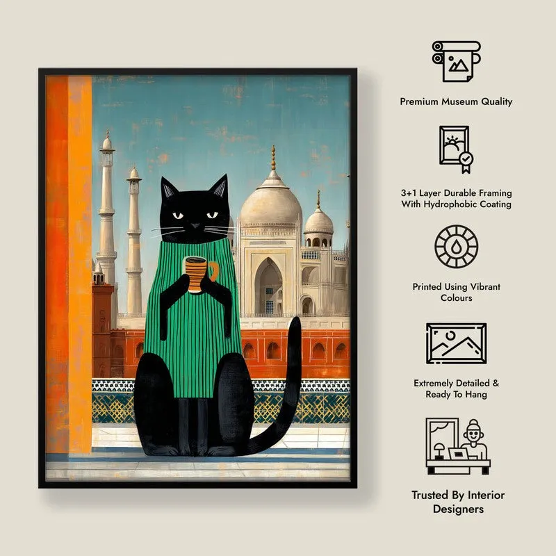 Odyssey Cat Wall Painting With Frame media 9