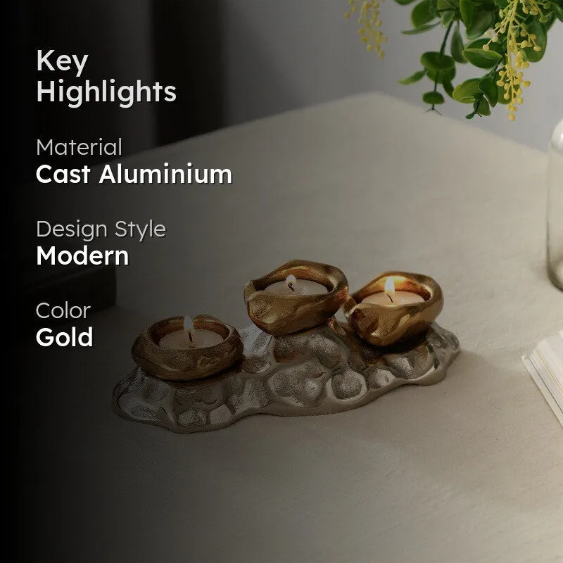 Regal Lotus Candle Holder - Gold media 2