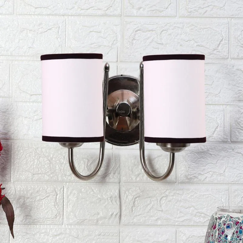 Veda Duo Cylindrical Fabric & Metal Wall Lamp - White & Black media 3