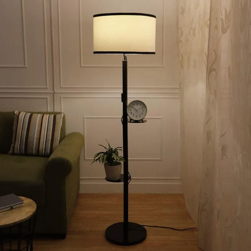 Walnut Musa Floor Lamp With Shelf media 1