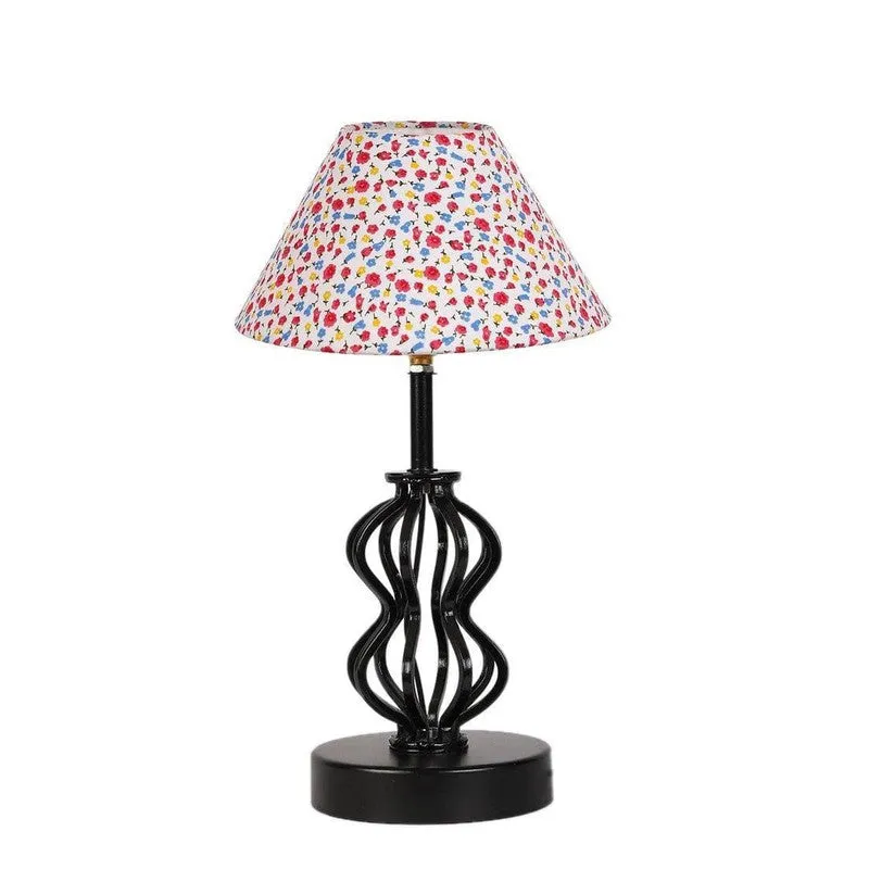 Floral Iggly Wiggly Fabric Table Lamp - Multicolor media 4