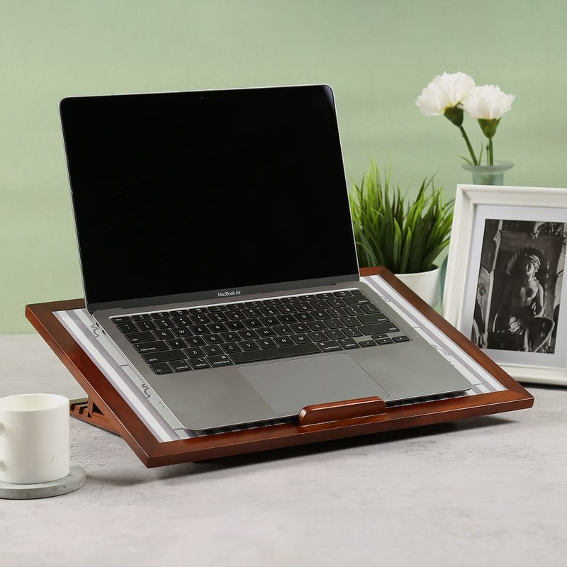 India Circus Teak Wood Spell Laptop Table media 3