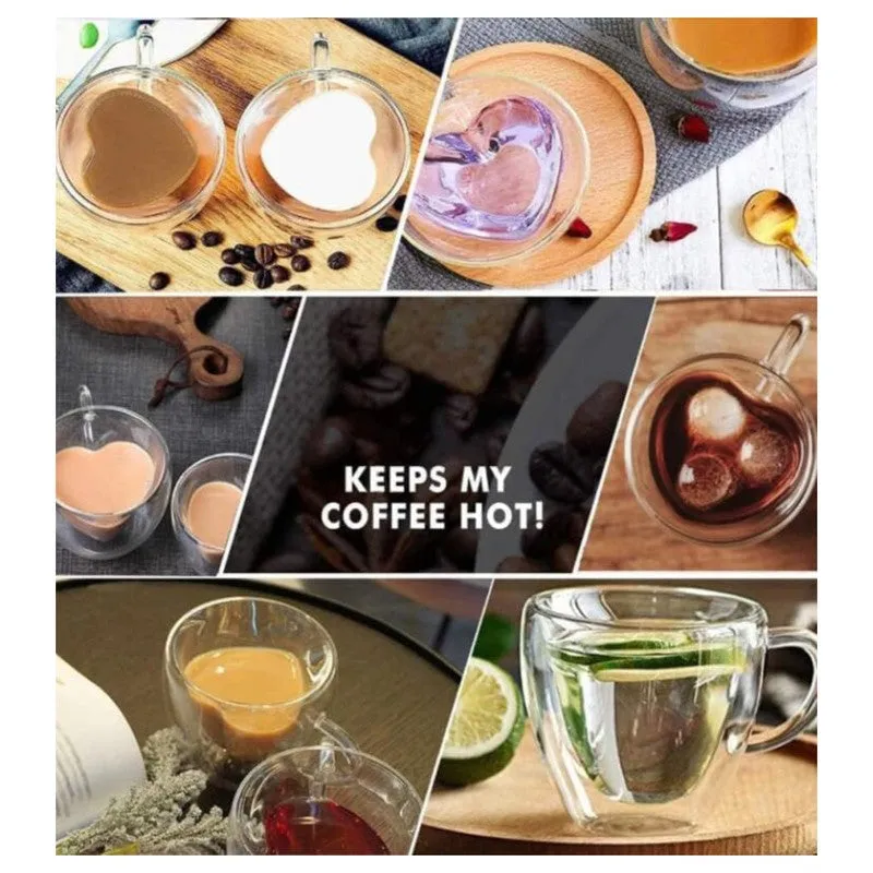 Heart Glass Coffee Mug (80 mL Each) - Set Of Two media 8