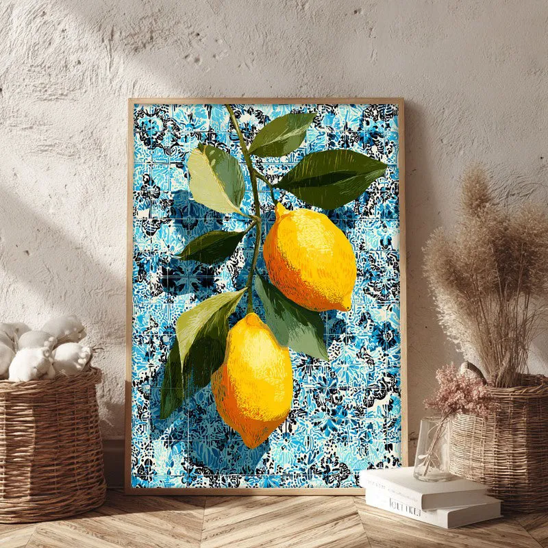 Citrus Splash Canvas Wall Painting - Brown Frame media 3