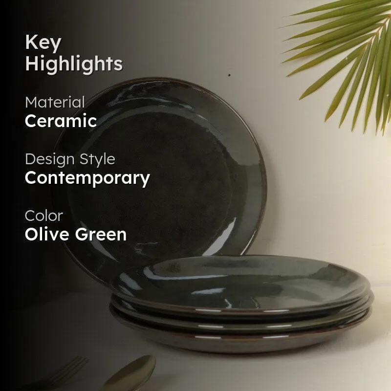 PlateMate Ceramic Quarter Plates (Olive Green) - Set Of Four media 2