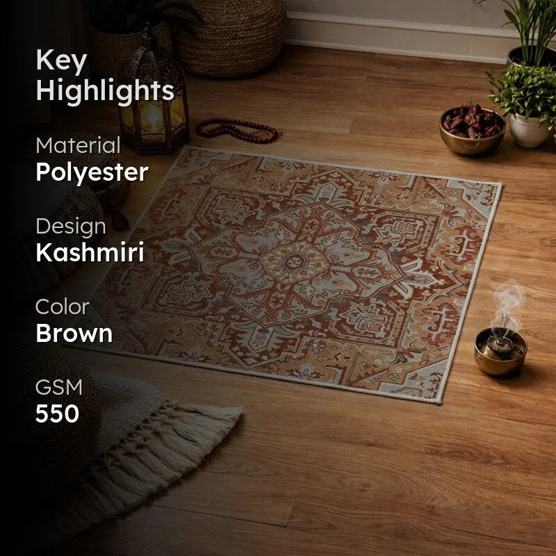 Mehrab Royal Prayer Mat (Brown,Yellow) - 550 GSM media 2