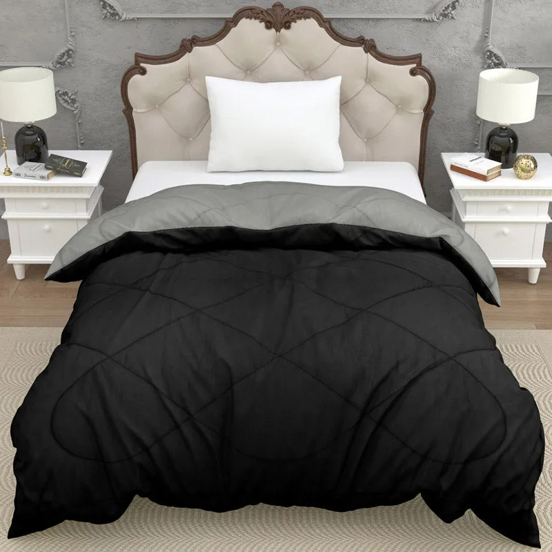 Nihara Reversible Dual Color Glace Cotton Comforter (Black & Grey)  - 200 GSM media 3