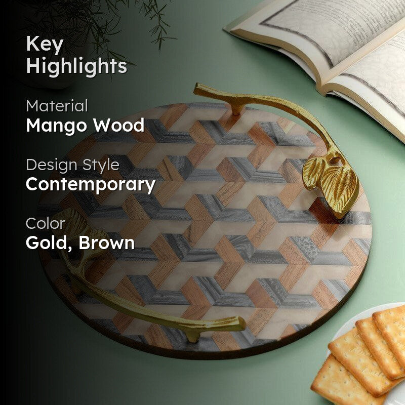 Tesselated Pattern Wood Platter media 2