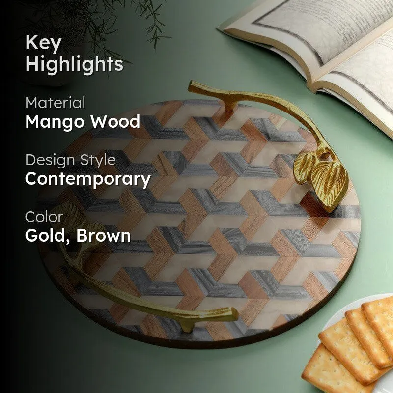 Tesselated Pattern Wood Platter media 2