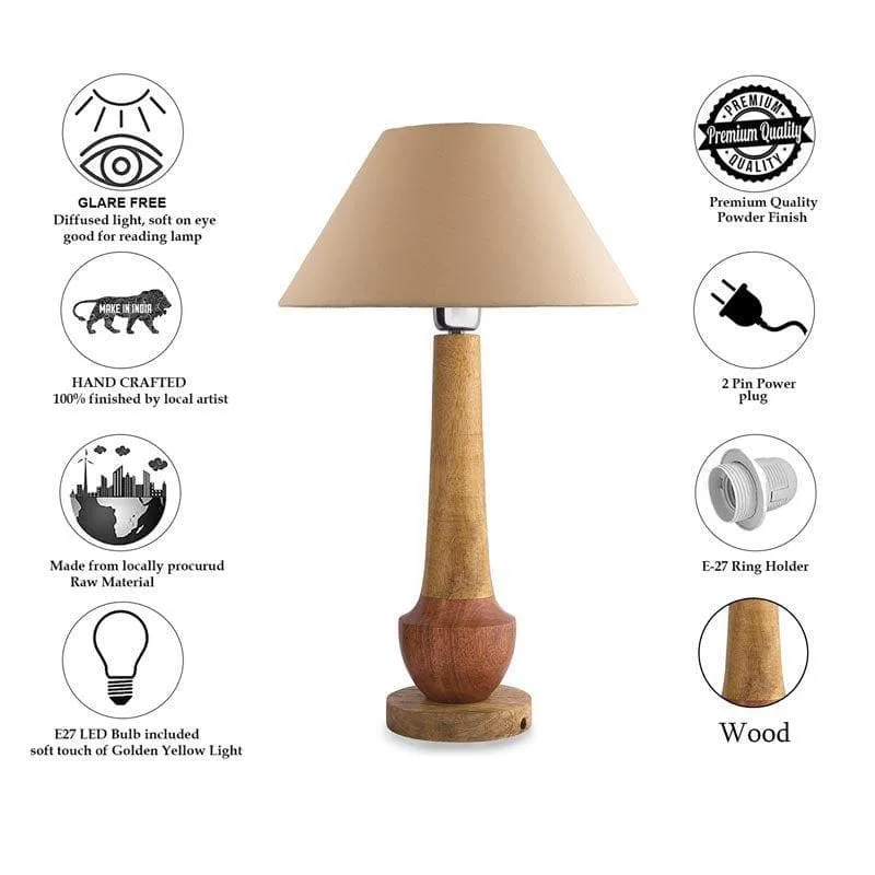 Classic Cubist Fabric Table Lamp With Conical Shade - Brown,Beige media 5