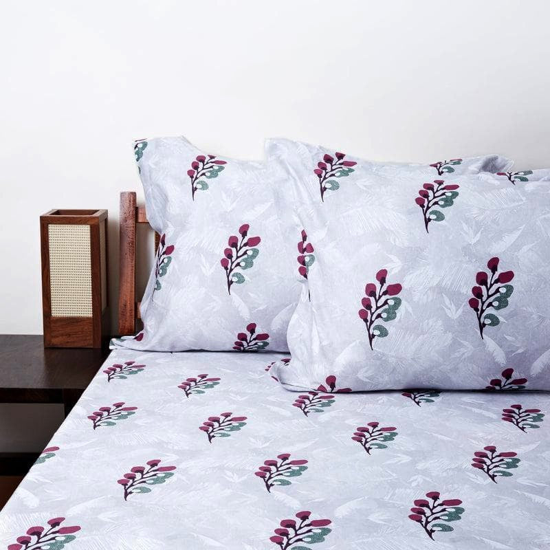 Leafy Affair Cotton Bedsheet (Red) - 170 TC media 4